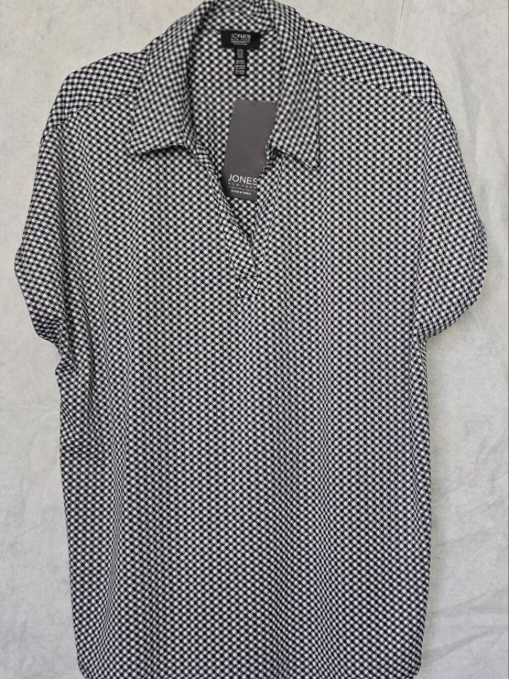 Jones New York Black White Gingham Blouse XXL NWT